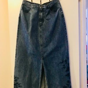 Eddie Bauer Maxi Embroidered Denim Skirt